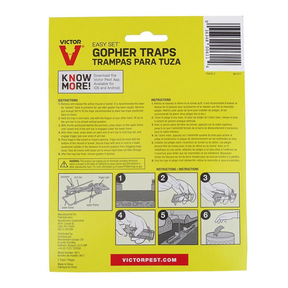 Easy-Set Outdoor Gopher Trap Galvanized Steel Allows Durable Soil Types, 2-Pack