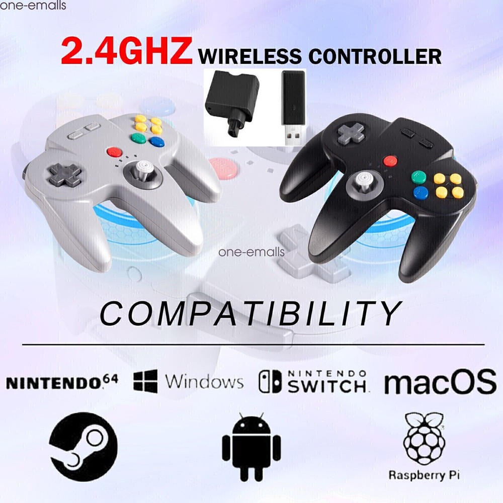 Wireless N64 Controller for Nintendo 64 Console PC Windows Switch w/ Rumble Pak.