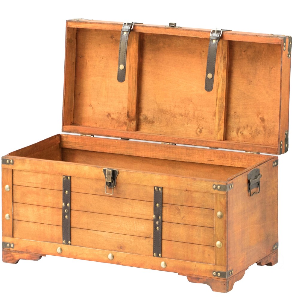 New Rustic Large Wooden Storage Trunk with Lockable Latch