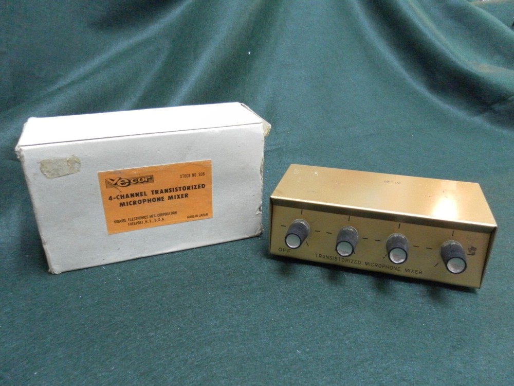 VINTAGE Vecor 936 4 Channel Transistorized Microphone Mixer 1/4" jacks