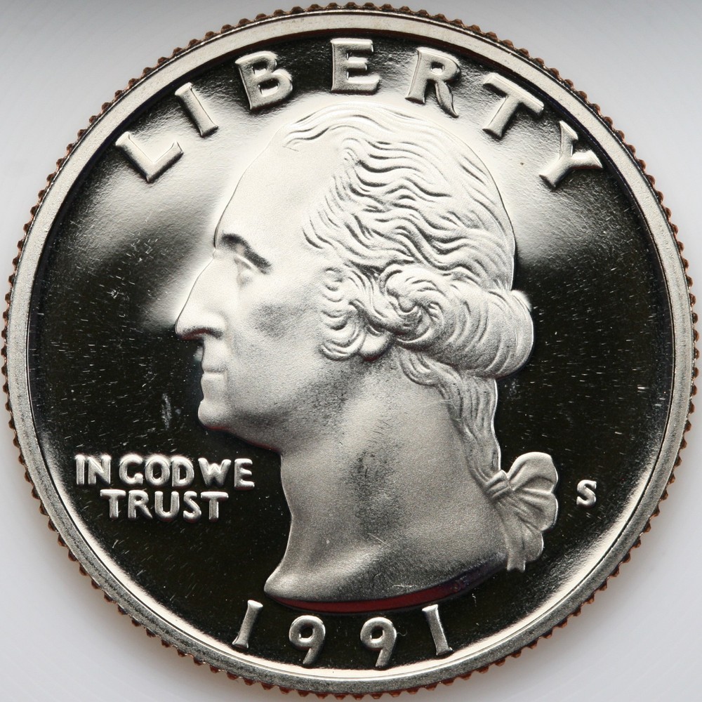 1991 S Gem DCam Proof Washington Quarter CN-Clad