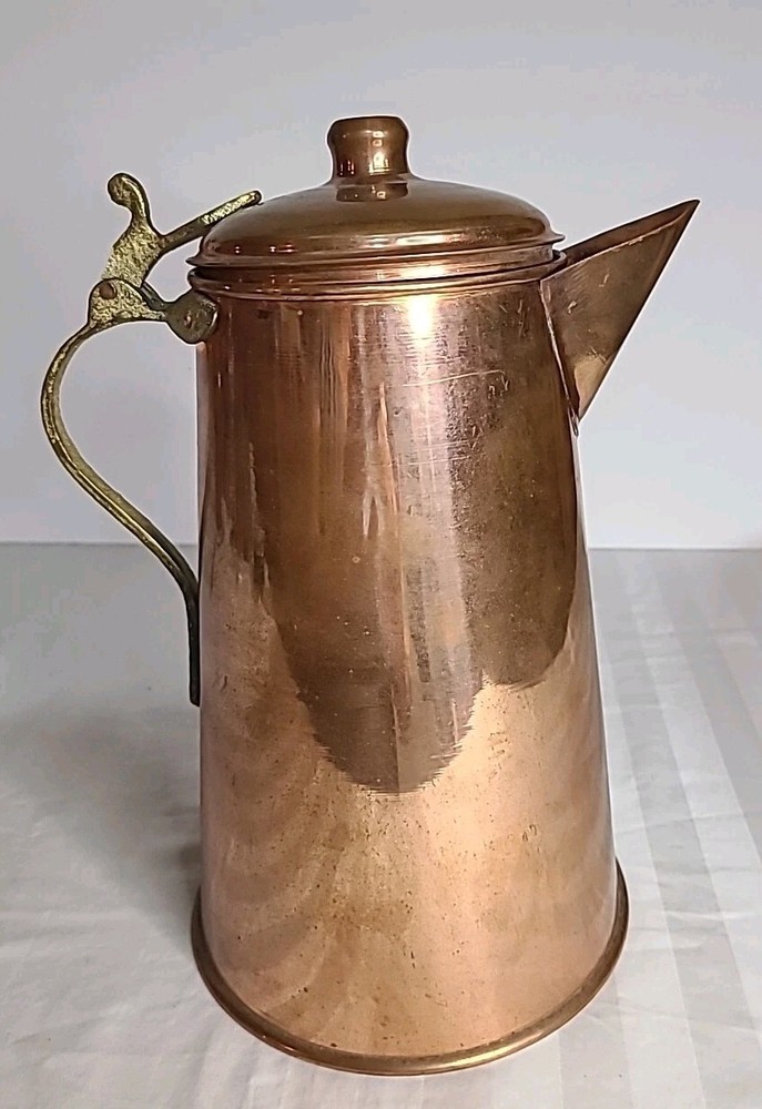 10" Copper Pitcher With Brass Handle