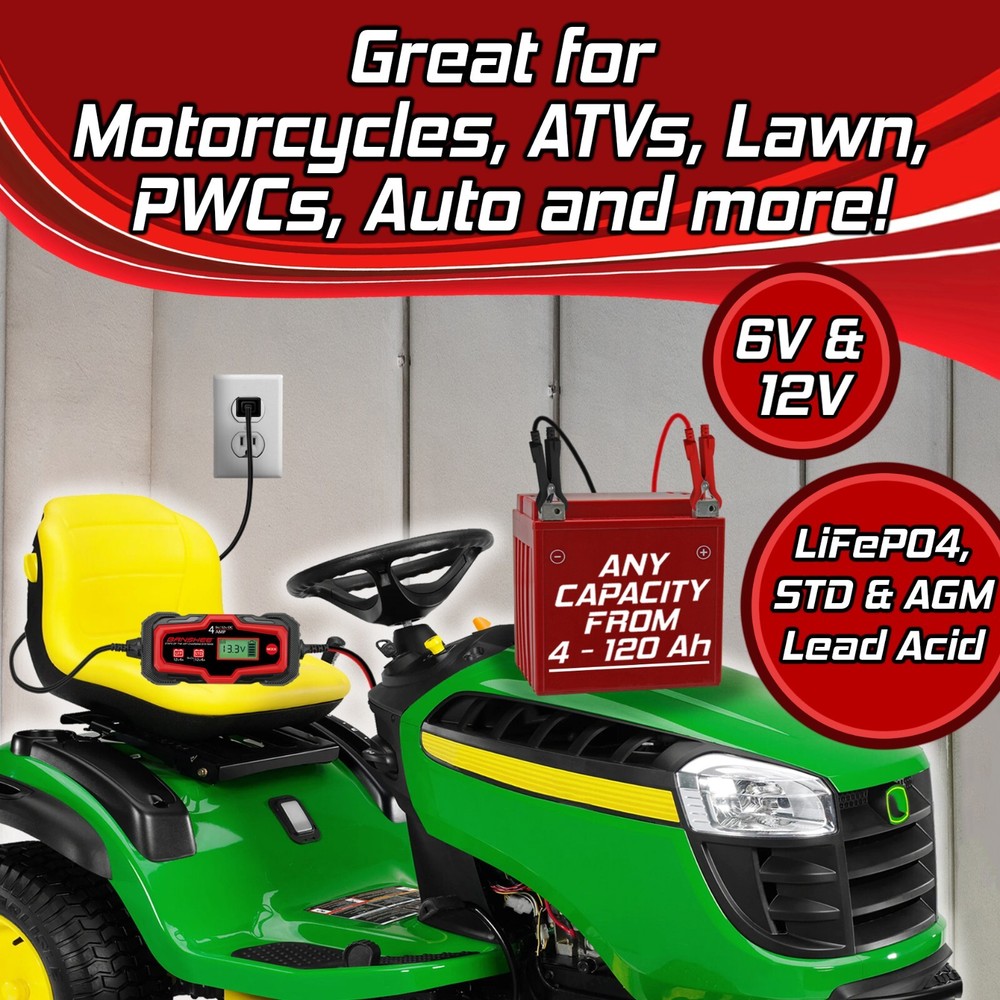 Automatic Battery Charger Maintainer Motorcycle Trickle Float For 6V 12V Battery