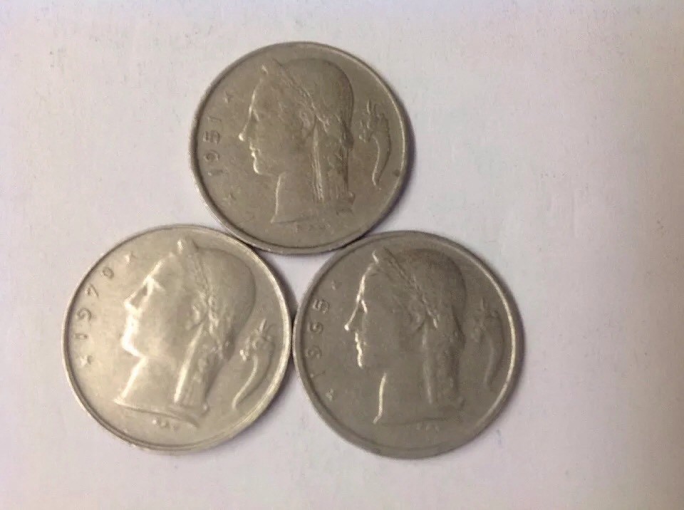 Assorted Belgium 1 Franc Coins