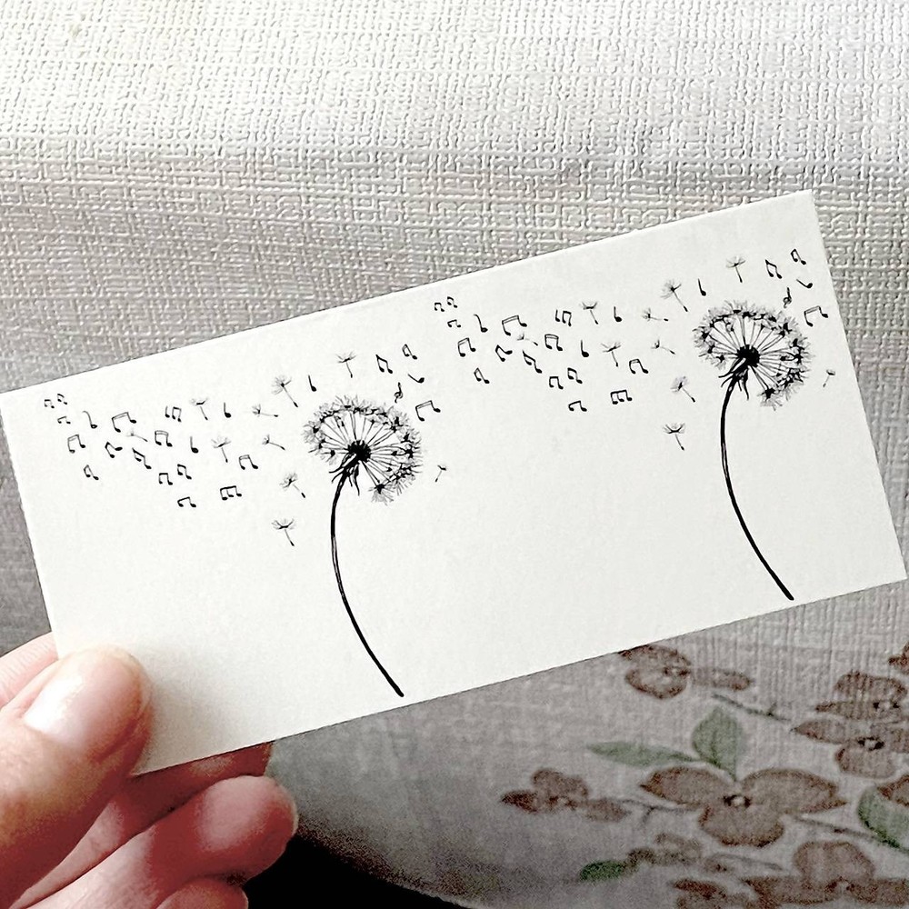 Temporary tattoo sheet Flying Notes Dandelions, Tiny Black Dandelion Tattoos