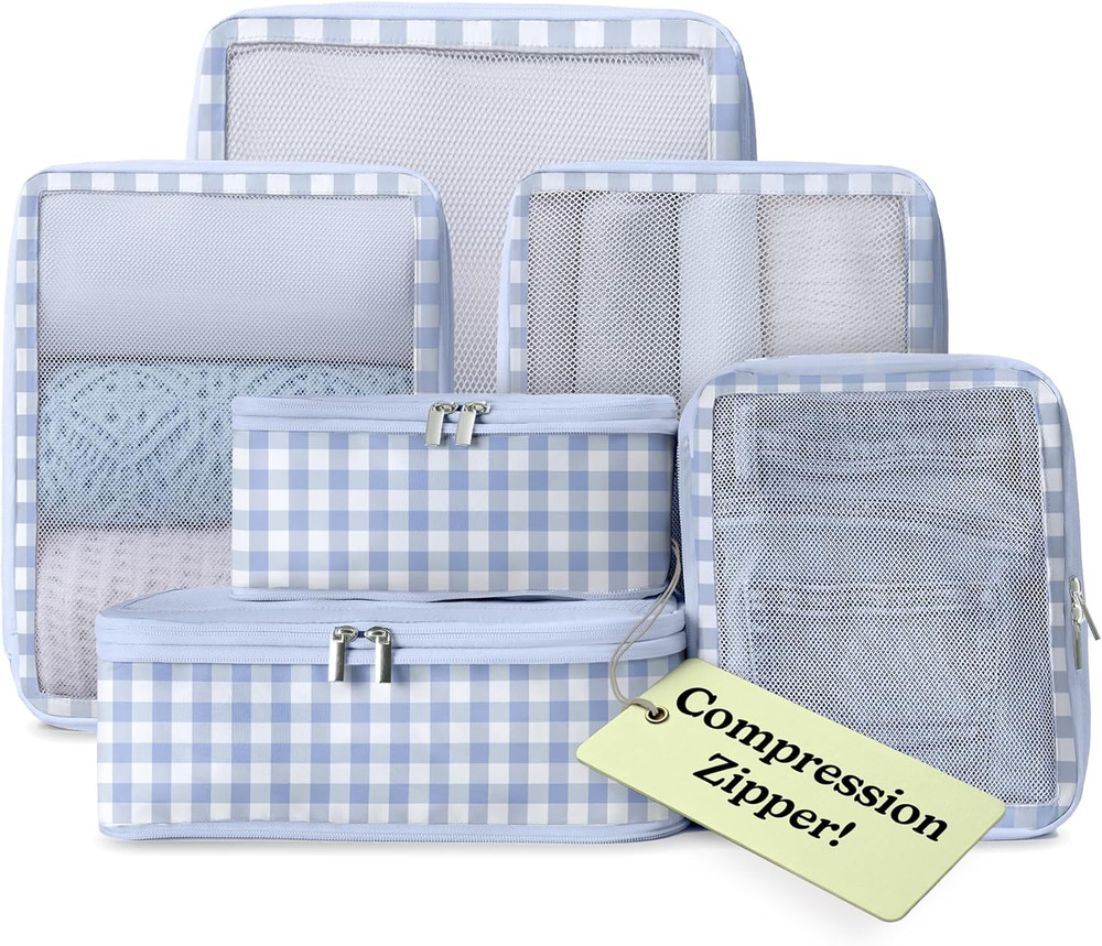 Space-Saving Compression Packing Cubes for Women, Men, 6-Pack Compressible Carry