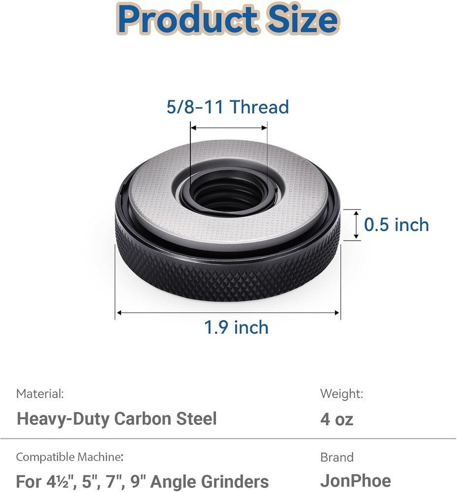 Effortless 5/8-11 Angle Grinder Flange Nut - Quick Release, No Wrench Needed