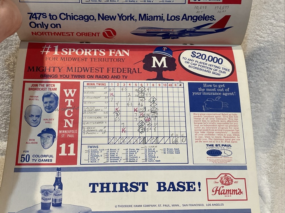 VINTAGE Minnesota Twins 1971 Program vs. Chicago White Sox Program, Tony Oliva!