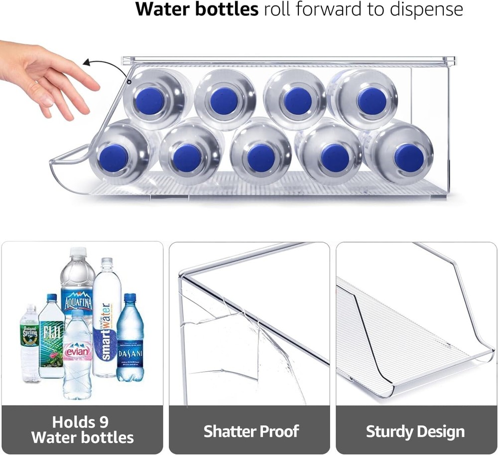 Clear Plastic Drink Organizer for Fridge - Versatile Storage Solution Set of 2