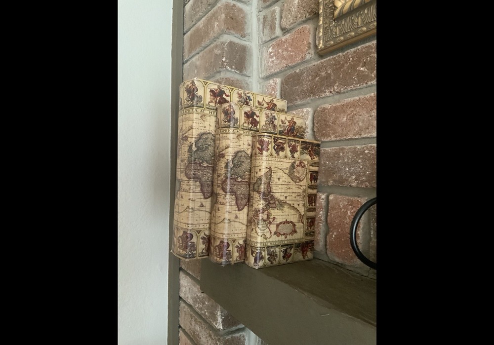 Old World Map Covered Nesting Boxes For Storage and/or Decor