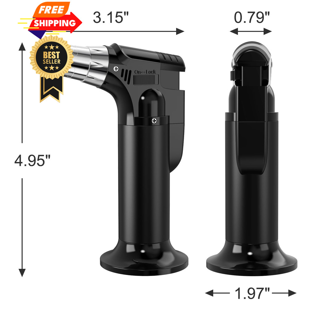 2 Pack Torch, Butane Torch Refillable, KitchenTorch for Cooking Black&silver