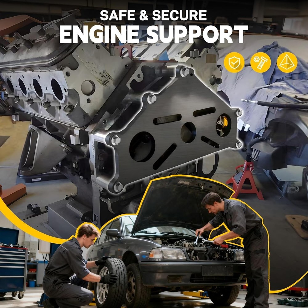 Heavy-Duty Engine Stand Adapter Plate - Complete Compatibility with Chevy SBC...