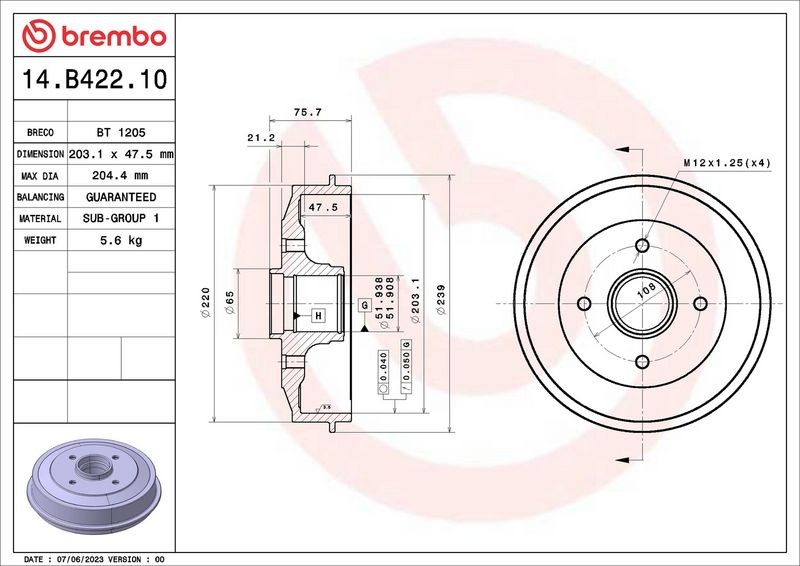 Brake Drum BREMBO 14B42210