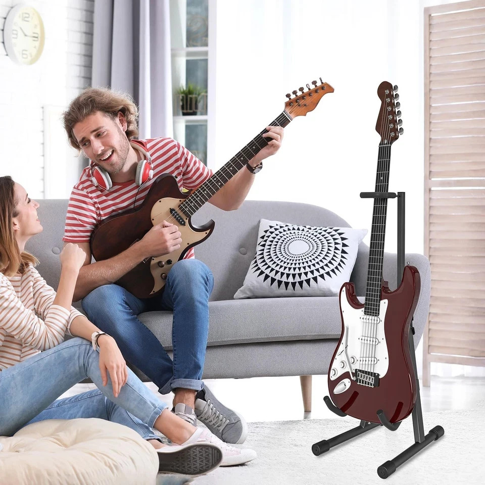 GLEAM Adjustable Folding Guitar Stand, A-shape with Neck Holder, Fully Assemb...