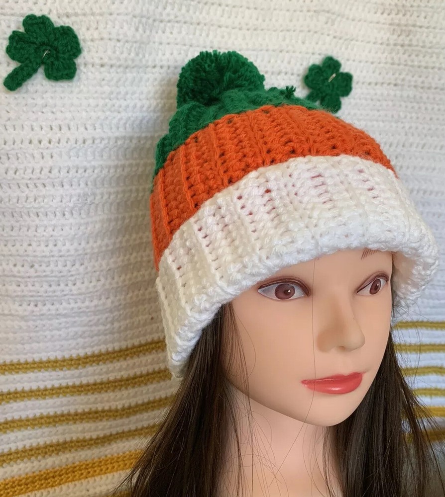 Handmade St. Patrick day beanie crochet