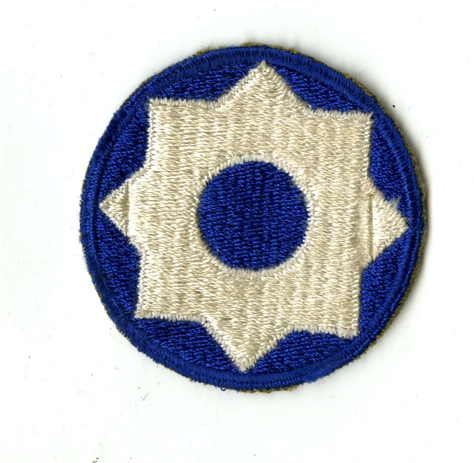 8th Service Command White Back Patch WWII Vintage Southern States