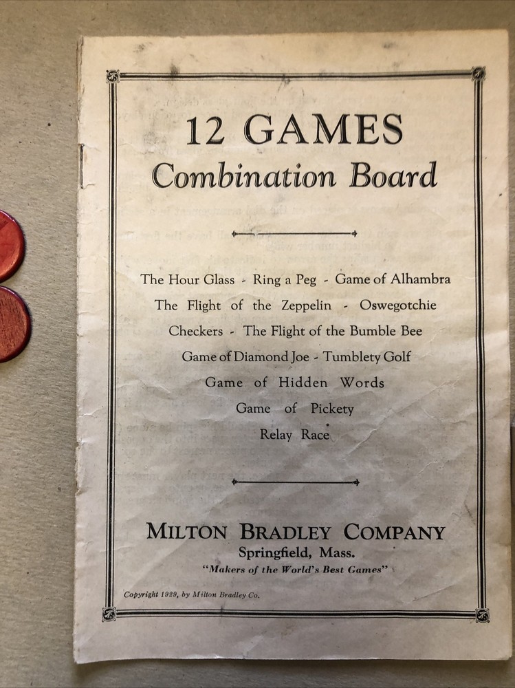 vintage Bradleys twelve Game Combination Board milton bradley co.