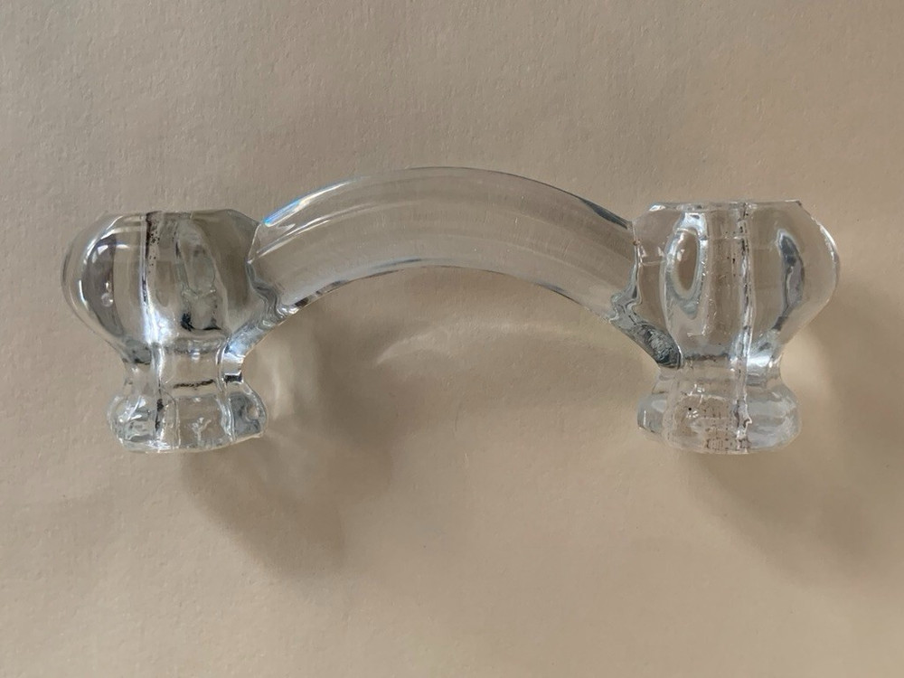 VICTORIAN, CLEAR GLASS BRIDGE STYLE DRESSER PULLS -- 6