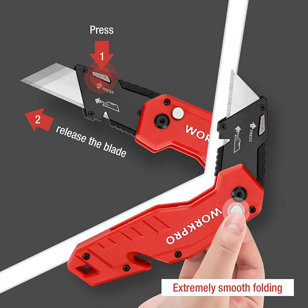 WORKPRO Folding Utility Knife Multi function Pocket Cutter W/Quick-Change Blade