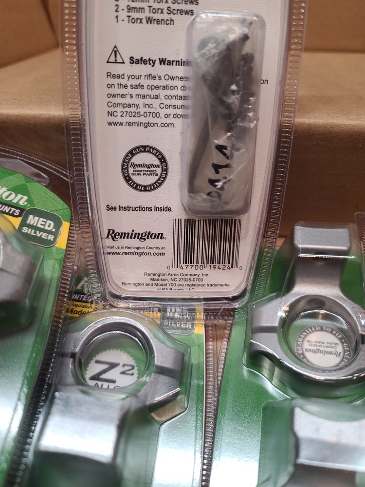 Remington 700 Integral Scope Ring Mounts Medium Silver 19424 1" NEW IN PACKAGE