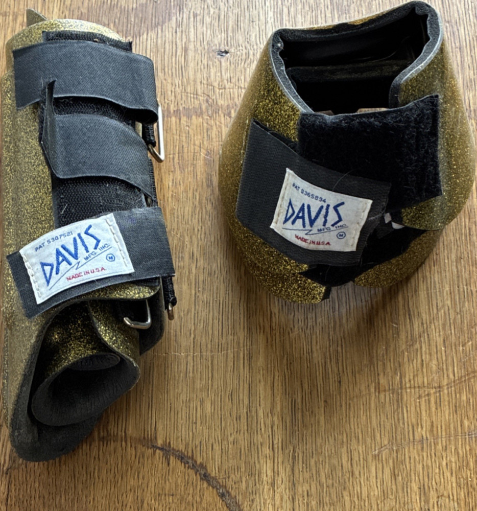 Davis Gold Glitter Overreach Boots and split boots Rubber Black