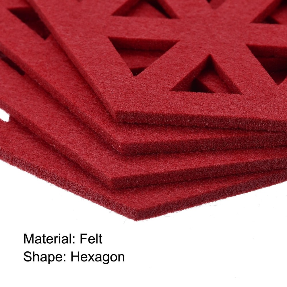 Felt Coasters 12pcs Hexagonal Coasters Coasters, Red