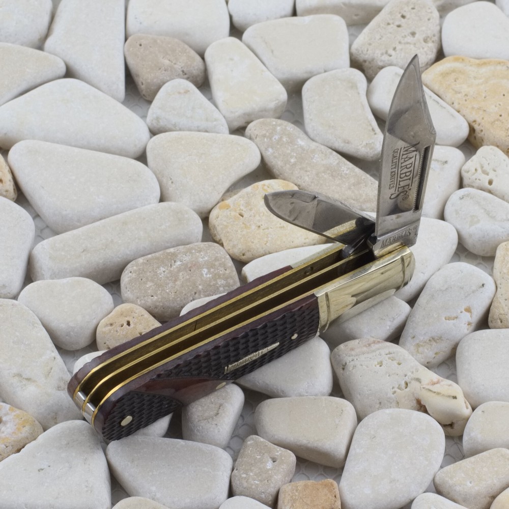 Marbles Barlow Folding Knife Brown Checkered Bone Handle MR684