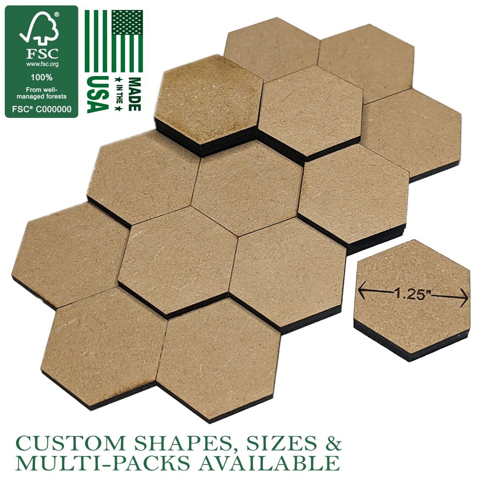 13 Tile Star Multi-Hex 1.25" / 30mm MDF Bases TTRPG Scenery, BattleTech