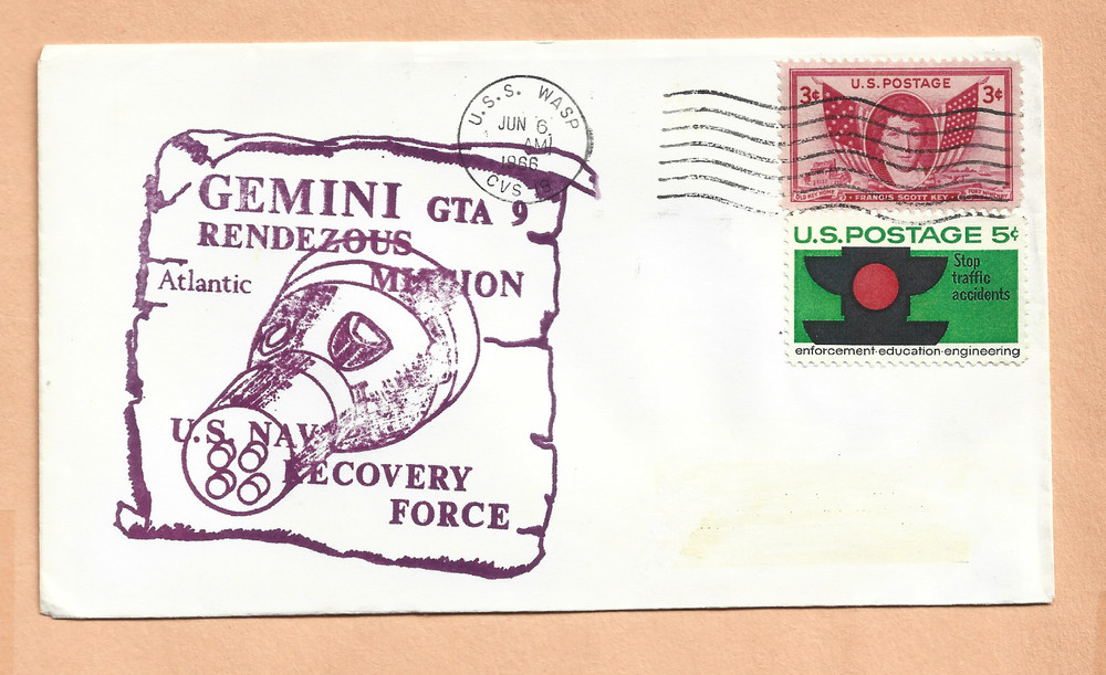 GEMINI 9 RECOVERY JUN 6,1966  USS WASP  SPACE  COVER NASA