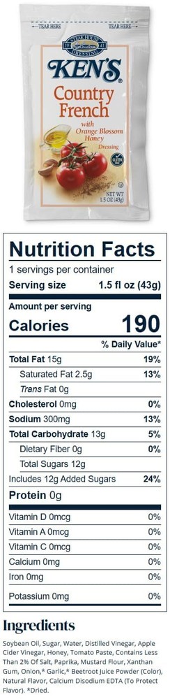 20 Count | Salad Dressing Packets | Individual Single Serve Salad Dressing