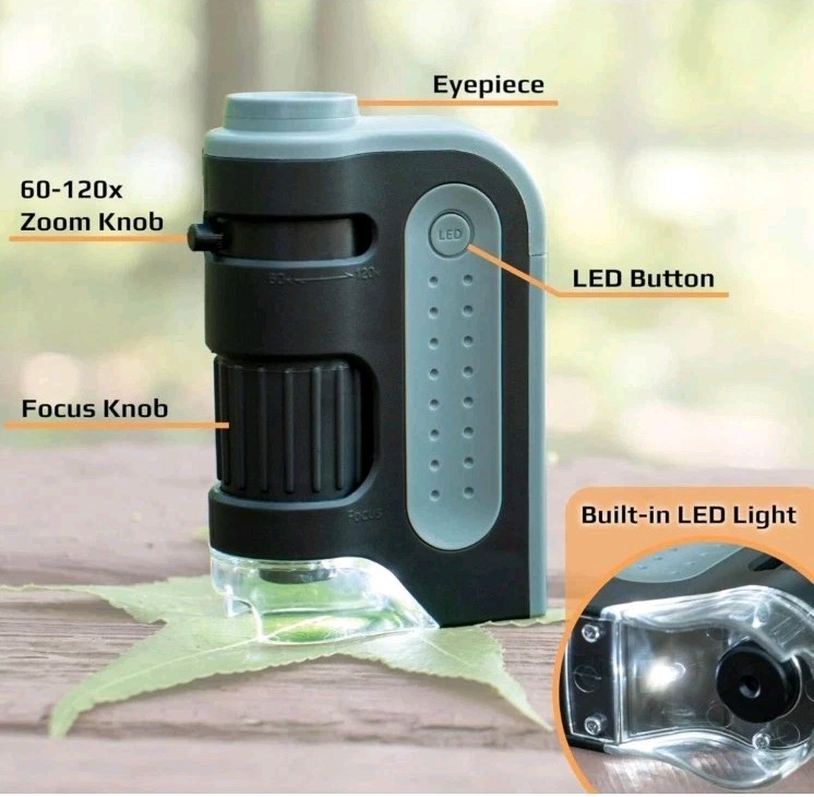 Carson MicroBrite Plus 60x-120x LED Lighted Pocket Microscope