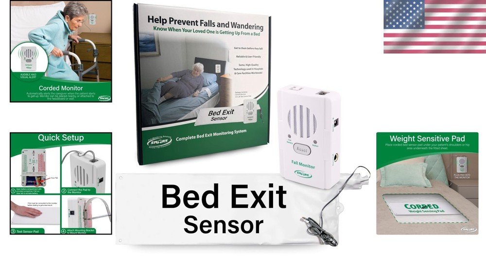Durable Bed Exit Alert System - 10"x30" Pad for Immediate Senior Fall Prevention
