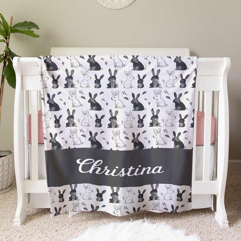 Bunny Lover Baby Blanket Personalized Custom Name Gift