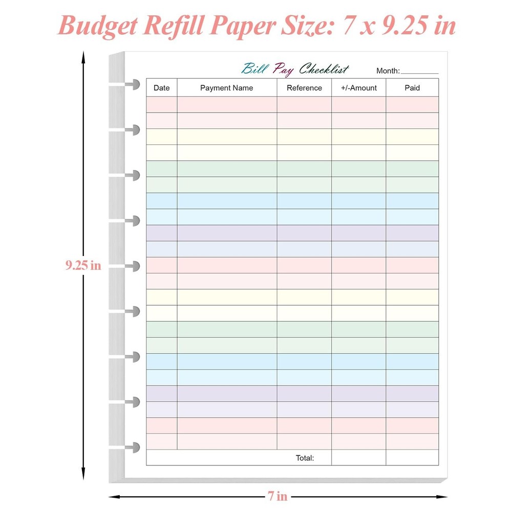 Bill Pay Checklist Refills - 50 Sheets/100 Pages Classic 50 Sheets, Colorful