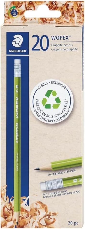 STAEDTLER WOPEX Pre-Sharpened #2 Pencils, Pack of 20 - Ergonomic Triangular Shap