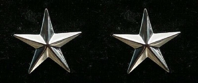 TWO (2) SINGLE STAR 5 POINT 3D JACKET HAT HELMET PIN UP GENREAL ADMIRAL LARGE