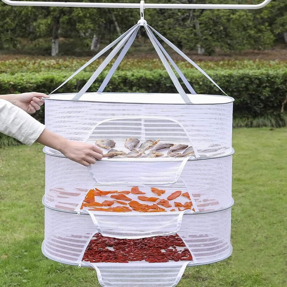 Hanging Drying Net Herb Drying Rack Foldable Fish Mesh Rack Net Large 3 Layer