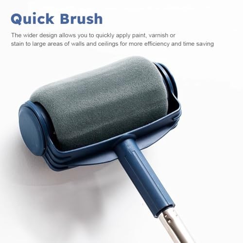 Refillable Paint Roller, Plastic & Sponge Flocking, 8.07x6.3inch Blue+grey