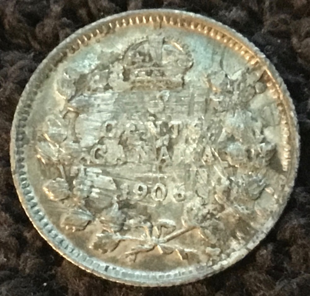1906 Canada 5 Cents .925 Silver, KM #13