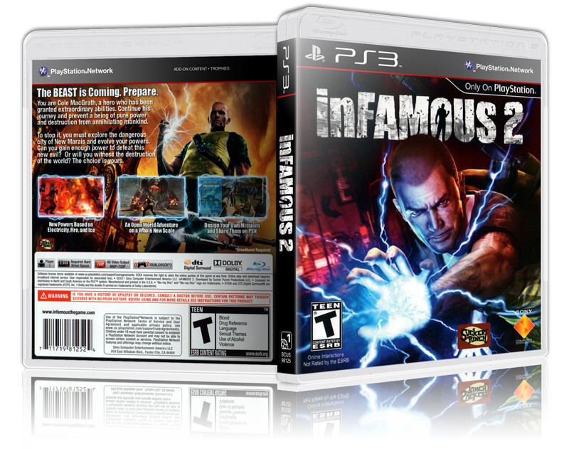 Infamous 2 - Replacement  PS3 Cover and Case. NO GAME!!