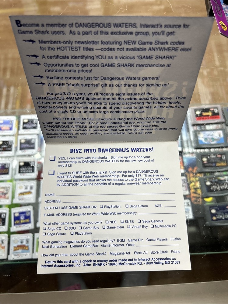 Game Shark Registration Card INSERT ONLY Authentic