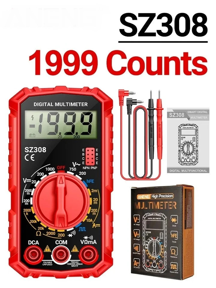 Digital Multimeter LCD AC DC Voltage Tester Ammeter Ohmmeter w/ Leads