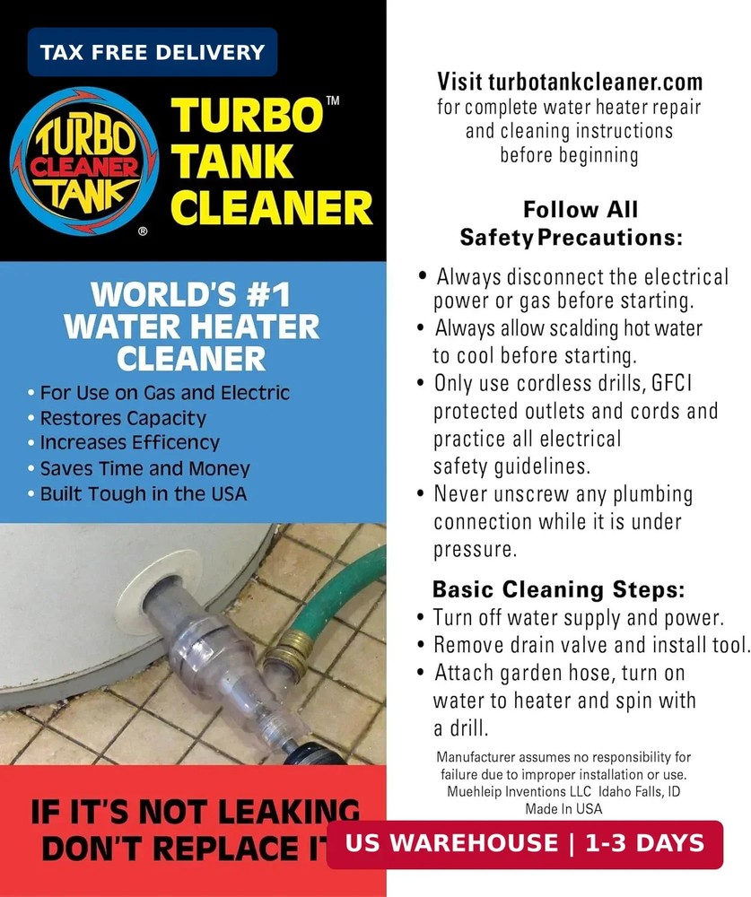 Water Heater Cleaning Tool, Improves Hot Water Supply, Removes Hard Water Sedime