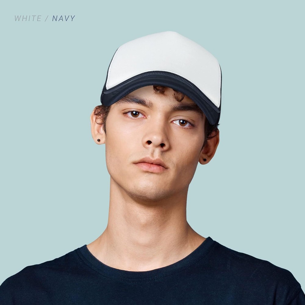 Classic Foam Trucker Hat Summer Mesh Rope Cap Solid Two One Size, White/Aqua