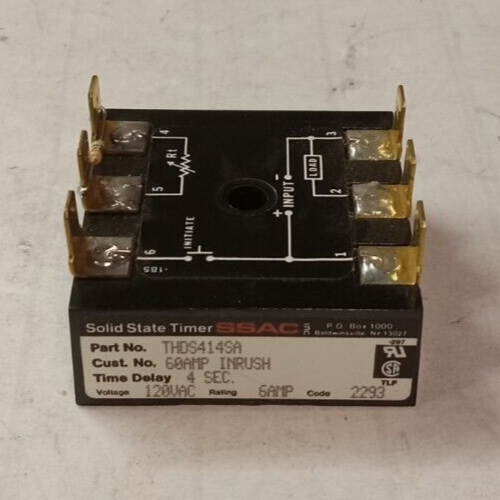 NEW SSAC THDS414SA SOLID STATE TIMER 60 AMP INRUSH 6 AMP 120 VAC 4 SECOND TIMER