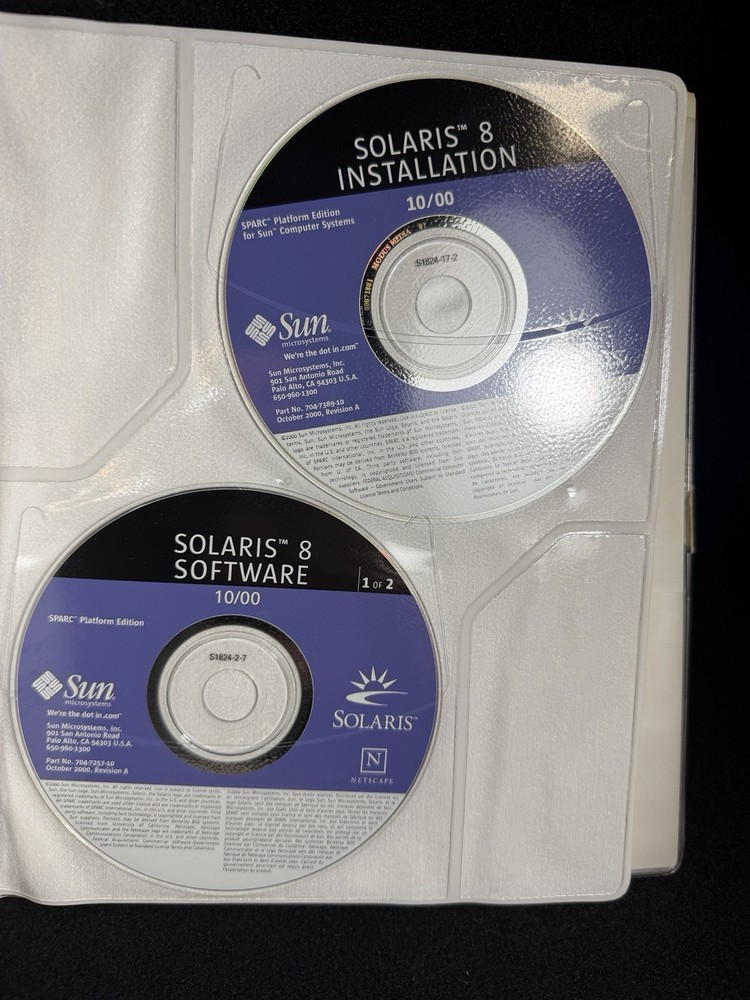 SUN Microsystem Solaris 8 SPARC Platform Edition Manuals Software Bonus CD’s