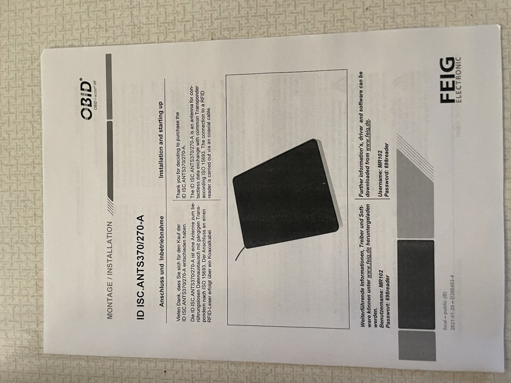 FEIG Electronic SHIELDED HF PAD ANTENNA (ID ISC.ANTS370/270-A)