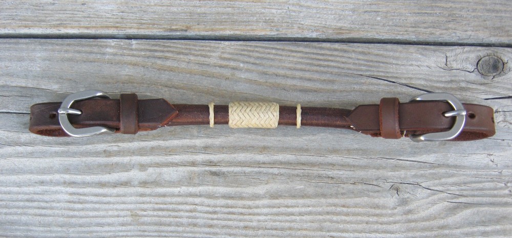 Rolled Harness Leather Braided Rawhide Curb Strap