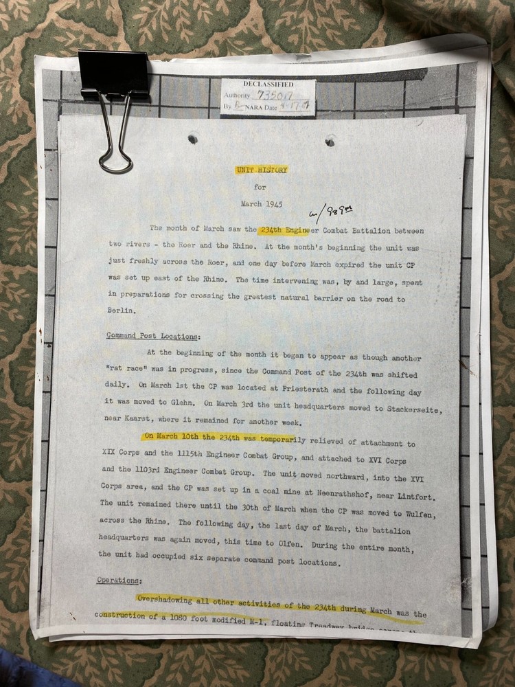 WWII After Action Reports Engineers 1944 - Lot