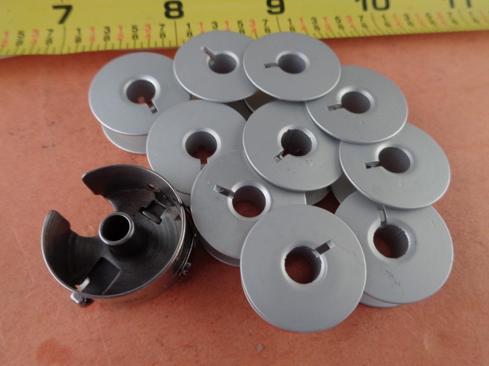 10 ALUMINUM BOBBINS 1 CASE BERNINA 330, 340